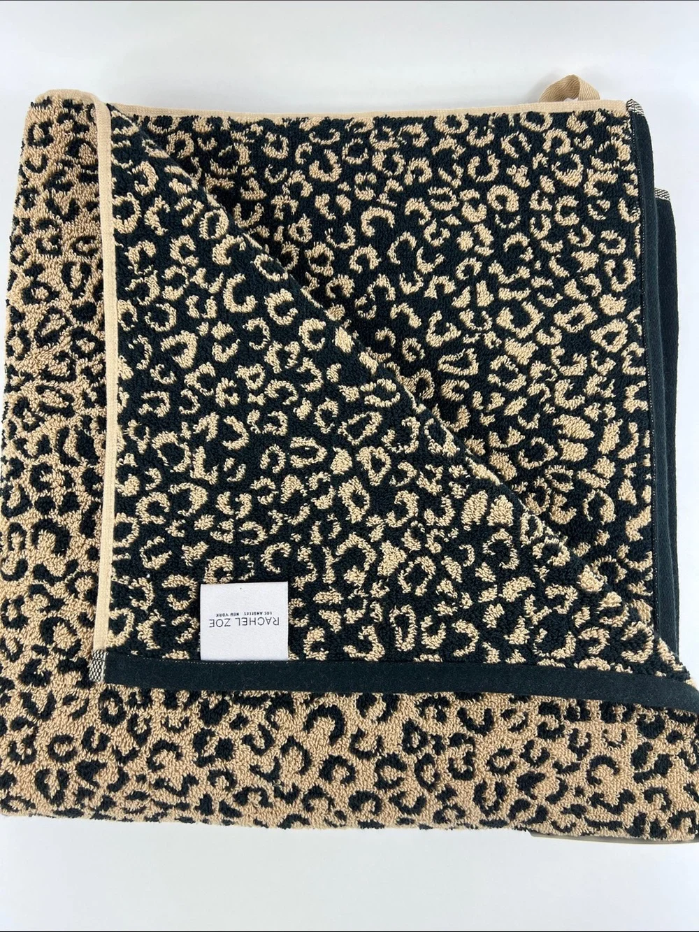 Rachel Zoe Bath Towel Leopard Cheetah Animal Print Black Brown 1 Pc NEW